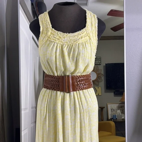 Yellow cotton maxi dress (XS) - Picture 2 of 14